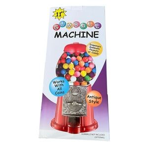 Maquina Del 11” Gumball Machine White 11x6” Cast Metal Glass Globe New